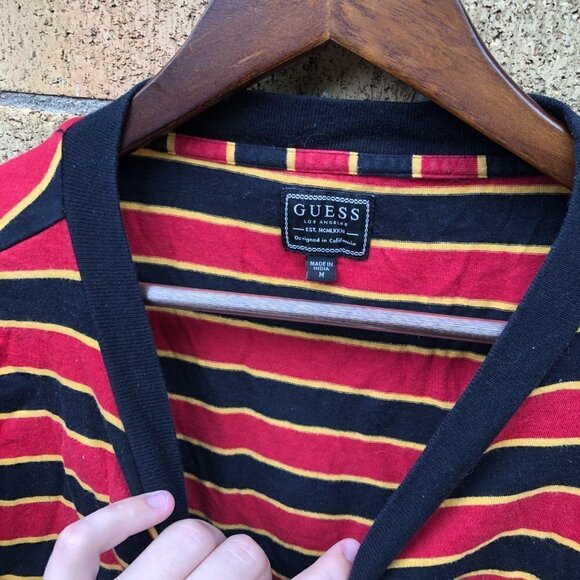 Striped Guess Shirt Medium Red - Picture 3 of 4